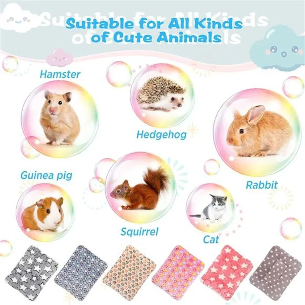 6 Pieces Guinea Pig Bed Plush Hamster Mat Bunny Bed Small Animal SleepinG